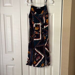 Black and Gold Spaghetti Strap Midi Dress